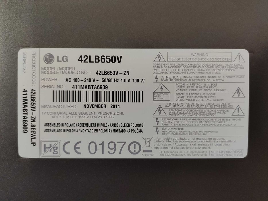 TV LG 3D Pasiv LG 42LB650V 120Hz 42" 107 CM Functional Dar CU PROBLEME