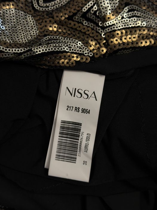 Rochie Nissa neagra catifea paiete midi marimea 38 guler  Revelion