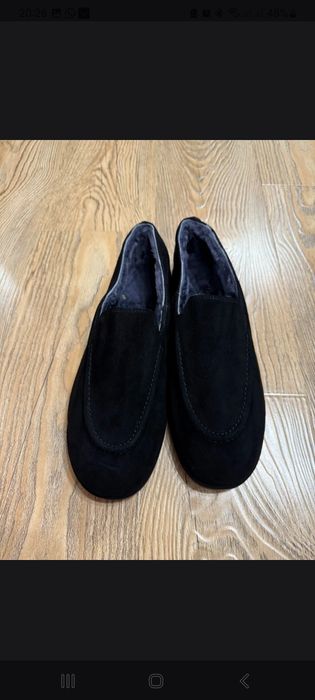 Лоферы черные замшевые