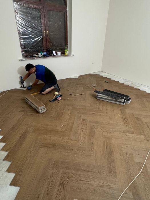 Укладка Ламинат Паркет Ёлка Кварцвинил Линолеум Плинтус МДФ Полиуретан