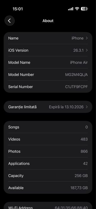 Iphone 17 Air 256 Alb