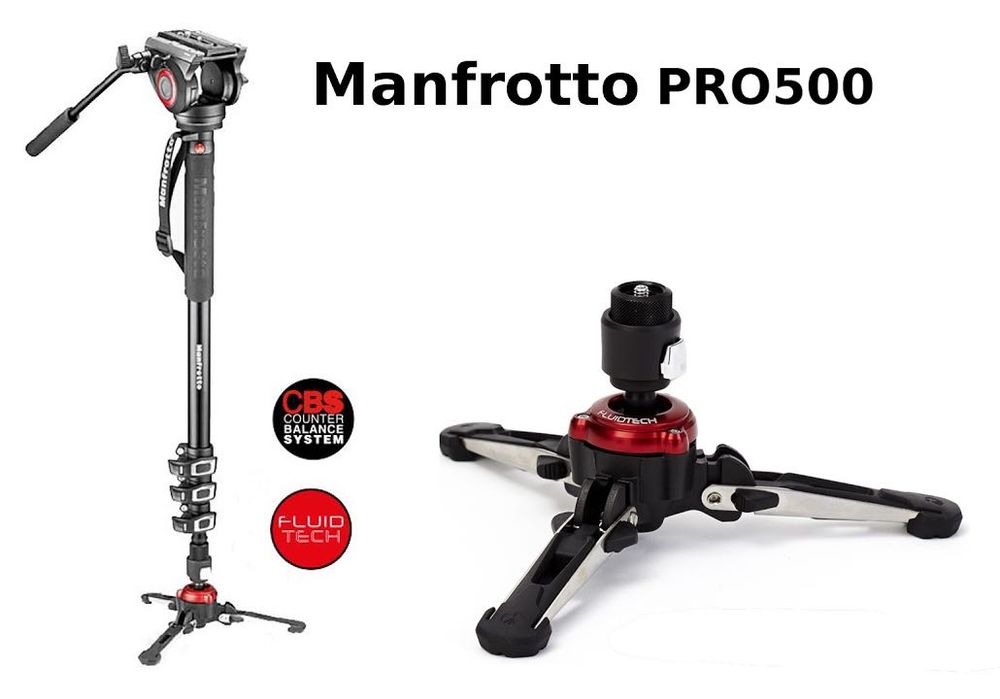 Manfrotto MVMXPRO500 monopied video fluid cu cap si baza Fluidtech