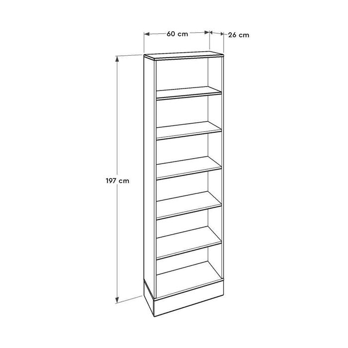 Bibliotecă Adore Base cu 6 Rafturi, Alb, 60x197x26 cm - Alb