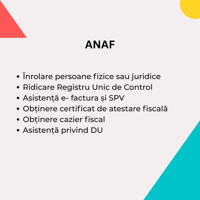 Infiintare firma, Gazduire sediu, Semn digitala 100% ONLINE, Acces SPV, Evaluari autorizate ANEVAR, Modificari ONRC