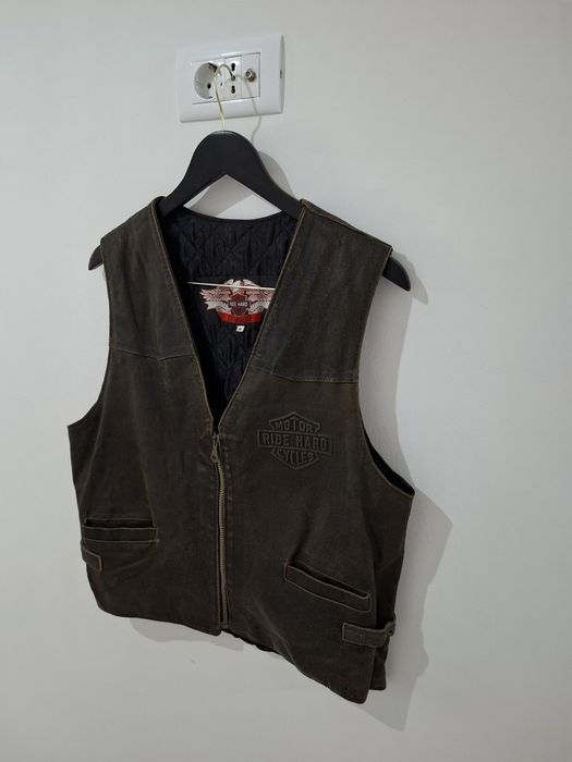 Vestă Moto Piele Naturală "Ride Hard / Davidson Motor" – Mărimea M (Stil Custom/Chopper)