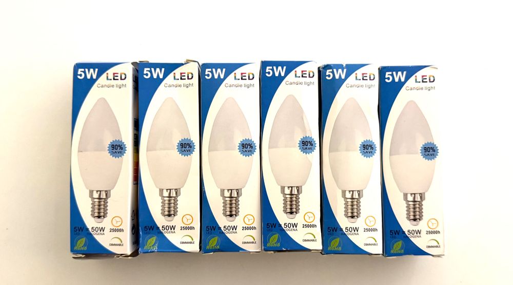 6 х LED Крушка 5W 25 000h Лампа Топло Бяла Светлина