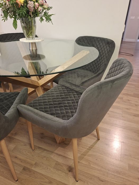 Scaune tapitate gri inchis 5 buc