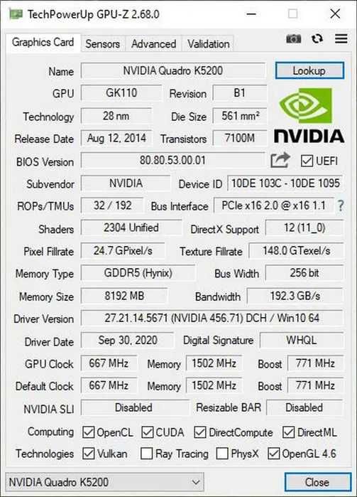 NVIDIA Quadro K5200 8GB GDDR5 Placă video profesională CAD 3D
