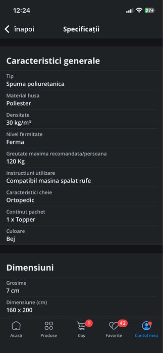 Topper saltea Aloe Vera Orthopedic