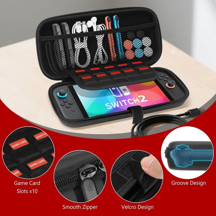 Husa Nintendo Switch 2 Hard Case cu 10 sloturi jocuri