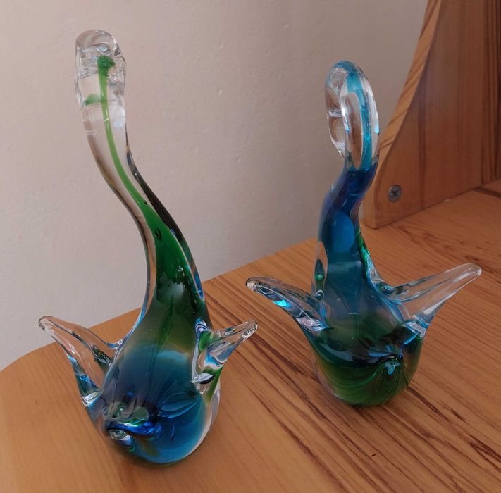Лебеди стекло. Чехия. Сувениры фигурки статуэтки