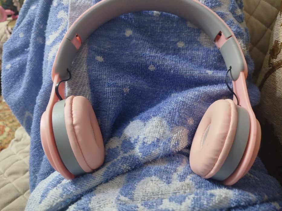 Наушники розовые серые