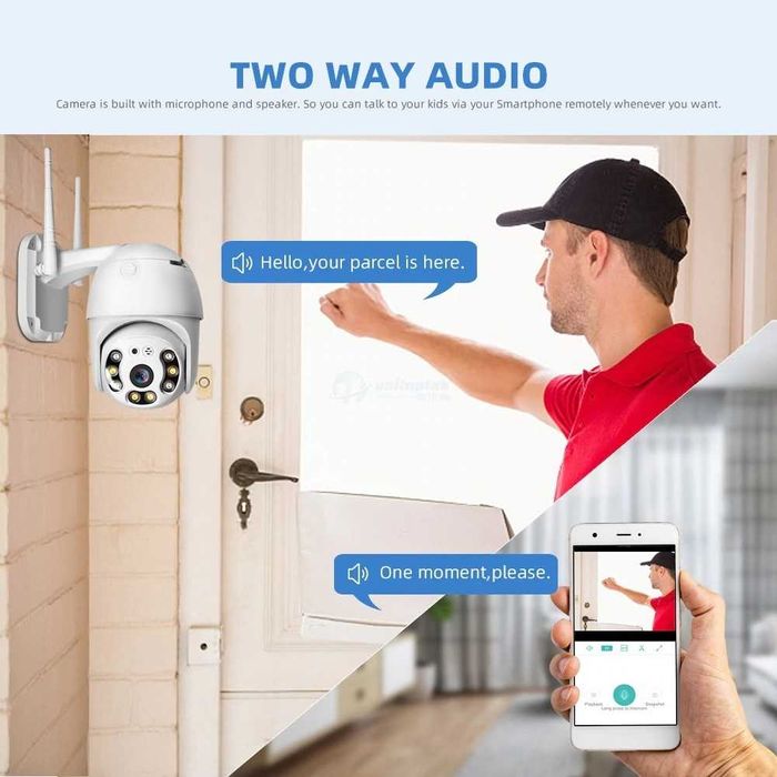 Безжична IP Камера с нощно виждане, FULL HD, Водоустойчива, 5 MP