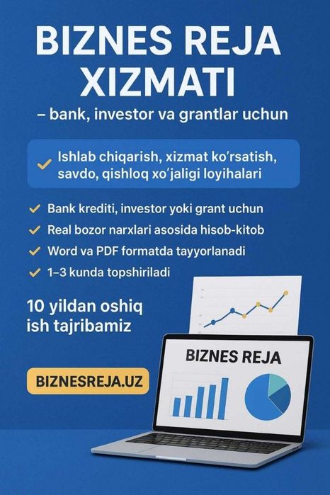 Biznes reja va TEOlar ishlab beramiz