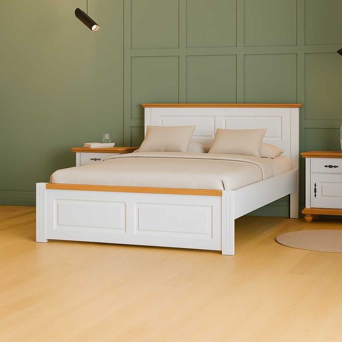 Pat dormitor lemn masiv Seby, tablia mica redusa, 140x200 cm