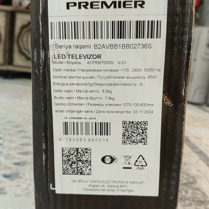 yangi PREMIER 43 talik televizor