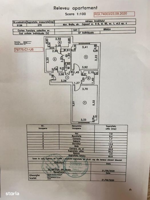- Comision Zero  -  2 camere Ultracentral , suprafata 60mp, etaj 2.