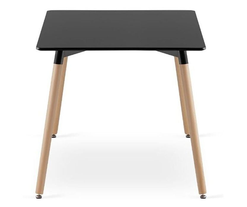 Модерна трапезна маса Кухненска 4 с дървени крака регулируеми  черна