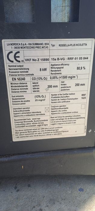 Vând sobă pe lemne Nordica Rossella Plus Nicoletta  8Kw
