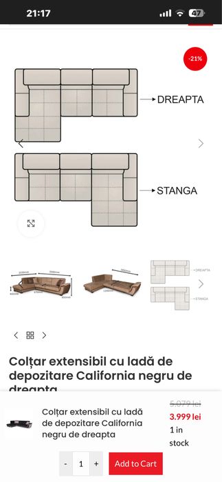 Coltar de dreapta extensibil California