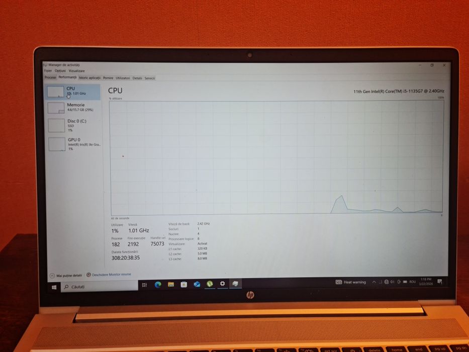 HP Probook I5 11g 2.4Ghz 16GB RAM 500GB SSD Iris xe  stare EXCELENTA