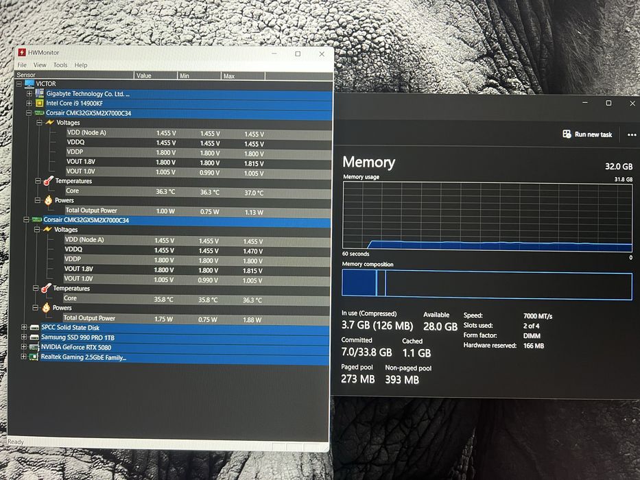 Corsair vengeance ddr5 32 gb (2x16) 7000mhz