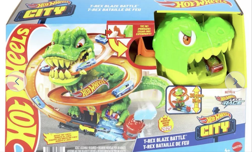 Hot Wheels® City Писта за каскади T-Rex Fire Station с количка