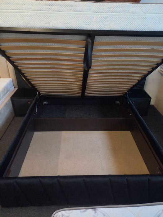 Pat Tapitat "Valuri" cu somiera+lada depozitare pe COMANDA