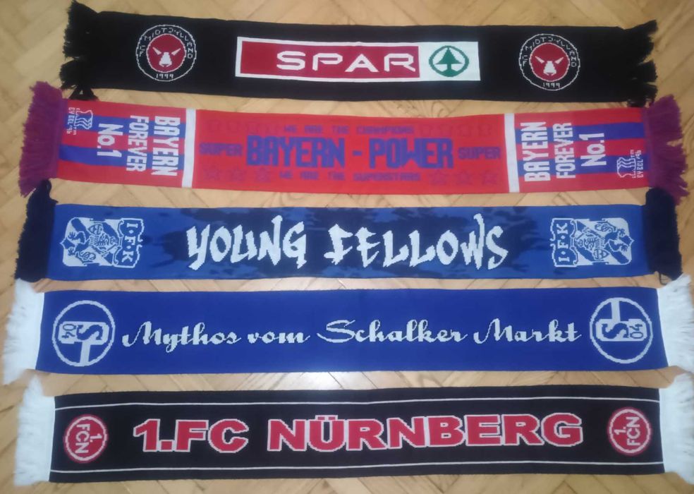 Футболни шалове на Байерн,Барселона,Интер,Рома,Малага,Комо,Лайпциг,ПСВ