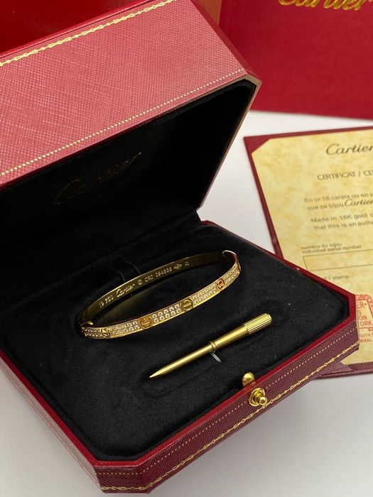 Brățară Cartier LOVE 19 Gold 585 model slim full diamond