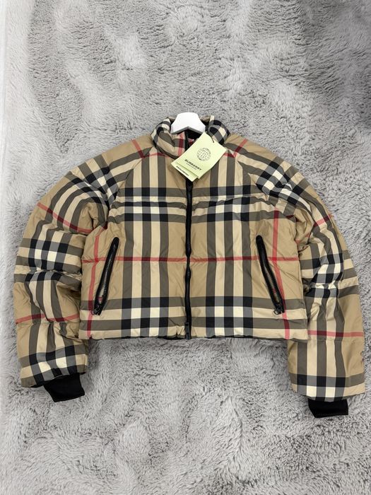 Geaca Burberry S check cropped puffer  noua new