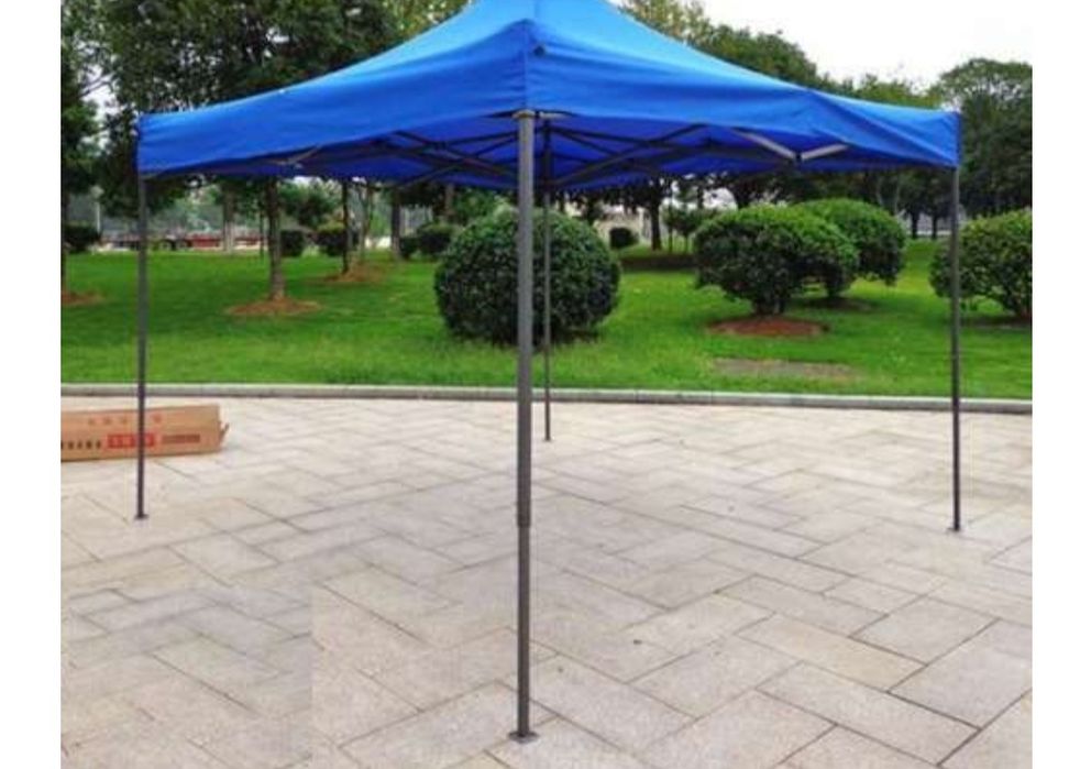 Cort Pavilion 3x3m Albastru Pliabil Cadru Metal pentru Curte, Gradina,