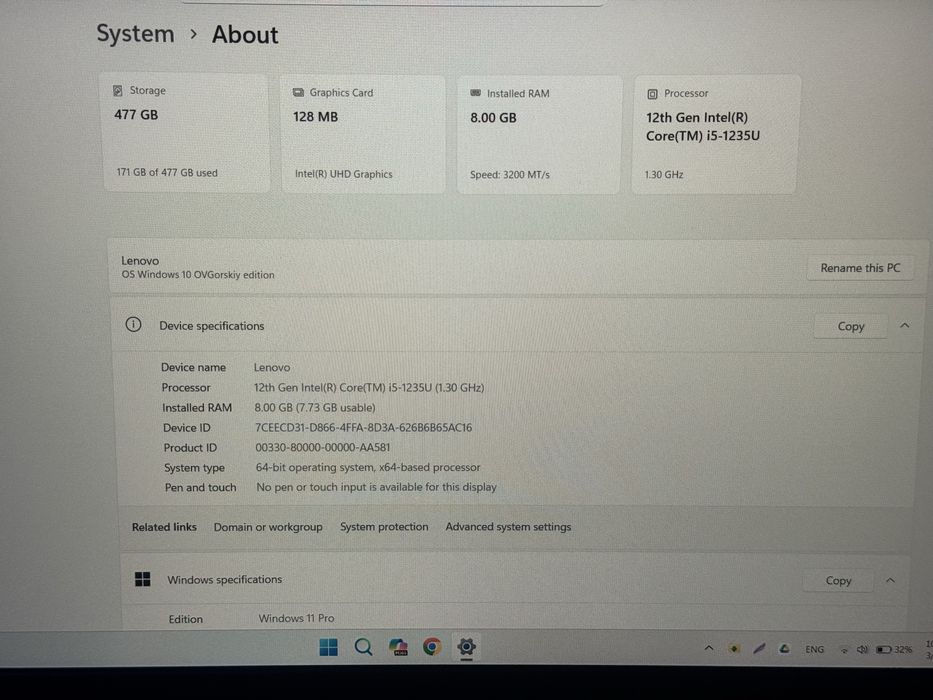 Lenovo idepad core i5 12gen 512/8