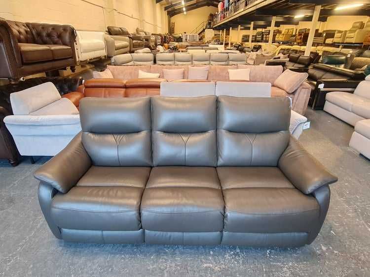 Сив кожен диван тройка "Albion"