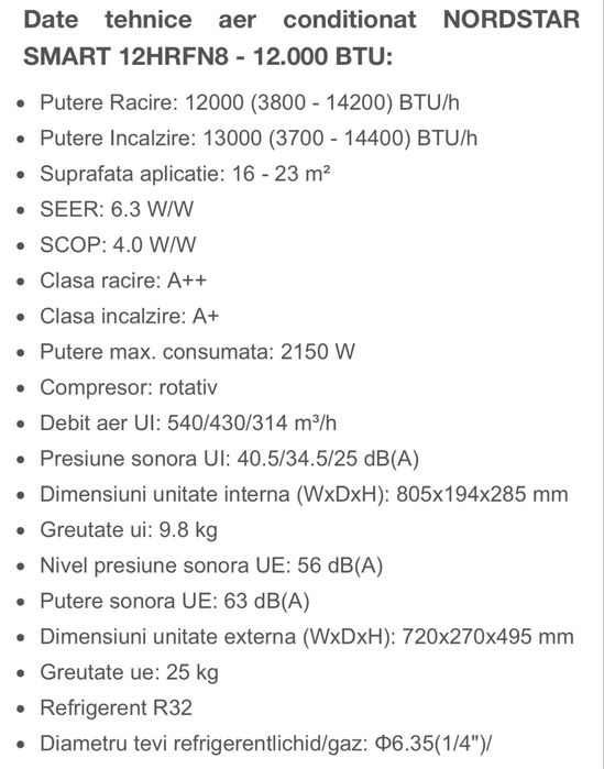 Aparat aer conditionat NORDSTAR SMART