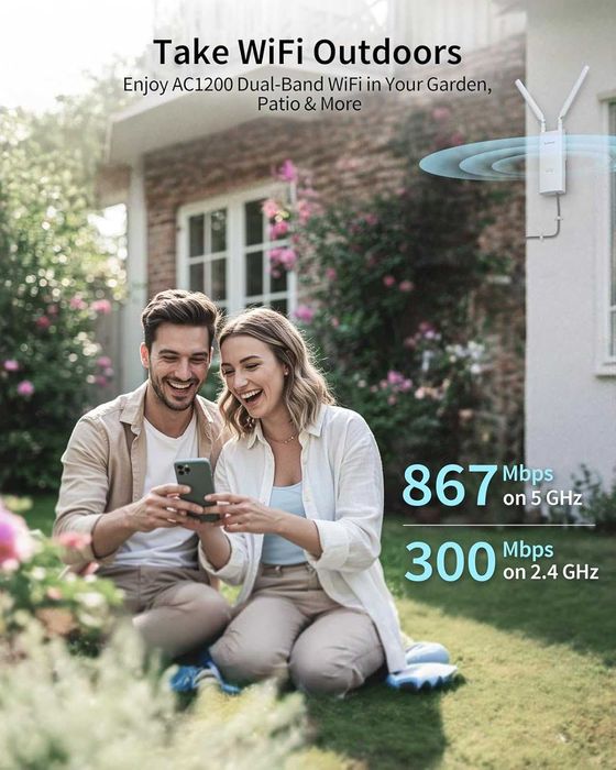 BrosTrend AC1200 Външен WiFi удължител с голям обхват, IP65 устойчив