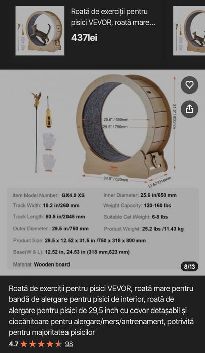 Roata nou nouta  montata pentru miscare pisica  in interior 0724370480