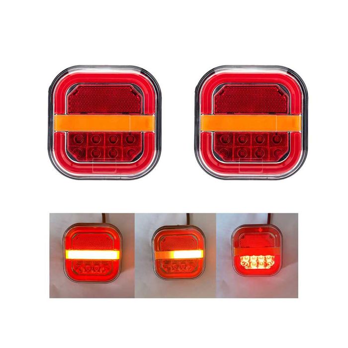 2 Броя LED Стопове с Неонова Светлина и Динамичен Мигач, 12/24V