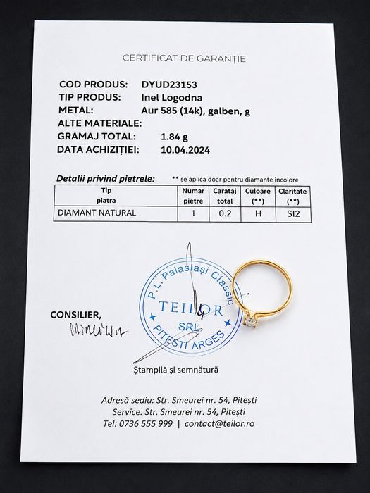 Teilor - Inel de logodna. DIAMANT