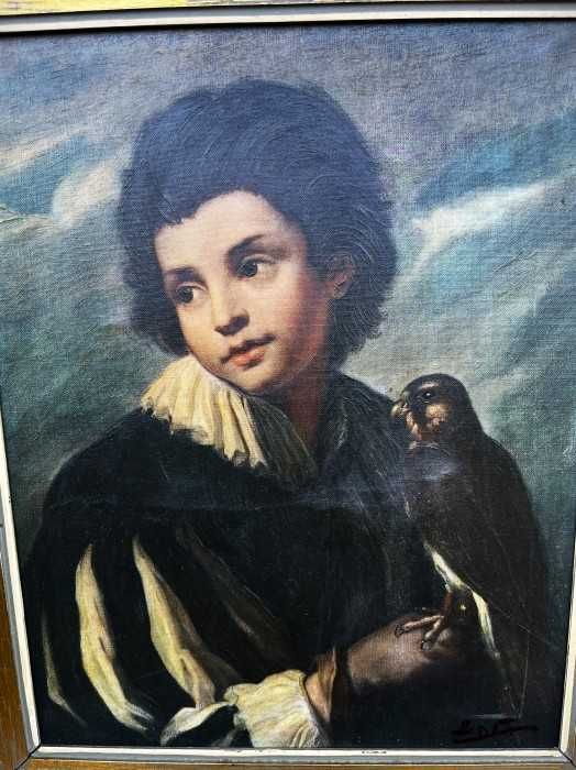 Deosebit tablou-pictura in ulei pe panza-Baiatul cu soim-E.Murillo-Olanda