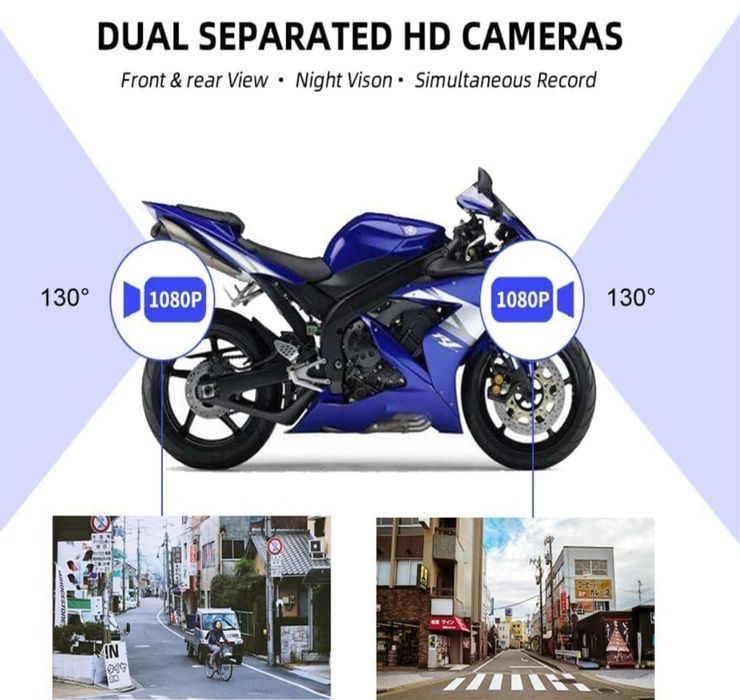 Camera dubla 1080P motocicleta, unghi 130 grade, nocturna, senzor G