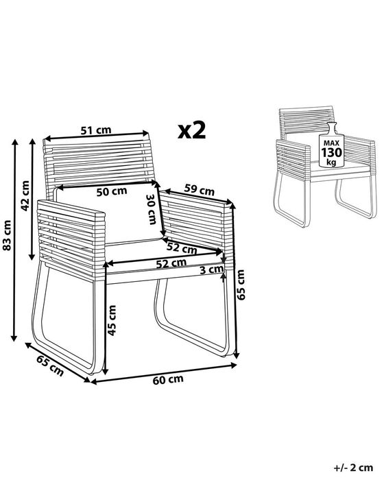 NOU Set 2 scaune grădină "CANETTO", metal