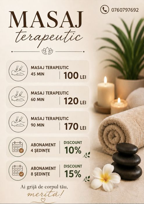 Masaj de relaxare/terapeutic Iasi- la domiciliu