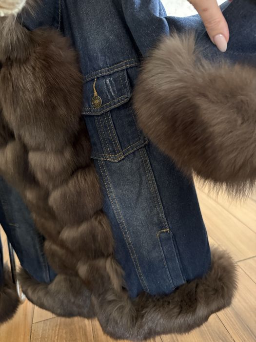 Дънково яке с естествен косъм и подплата