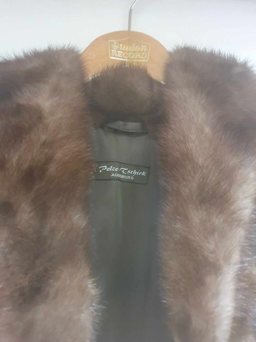 Дълго палто от естествена кожа норки