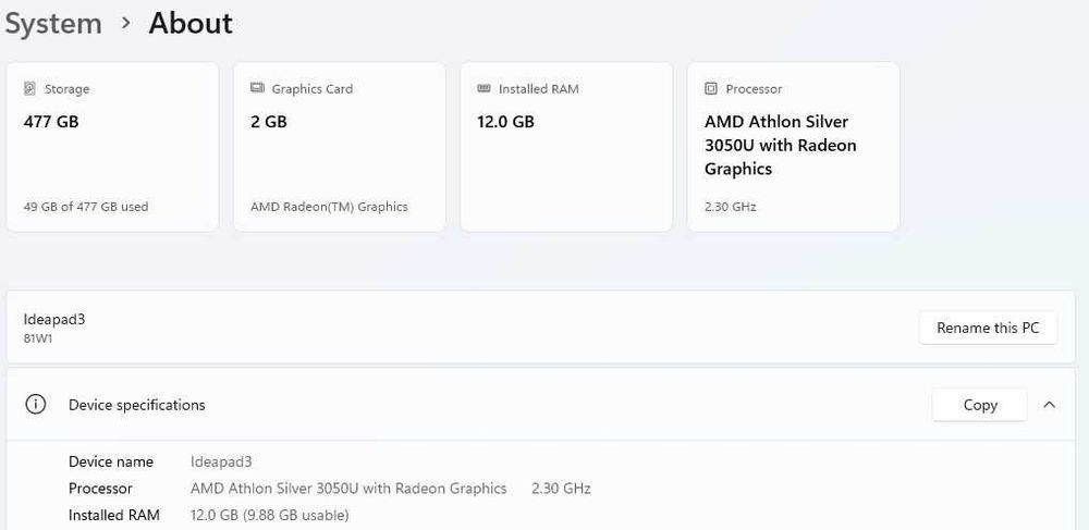Lenovo IdeaPad 3 | 12GB RAM | SSD 512GB | Windows 11 Pro | Office 2021