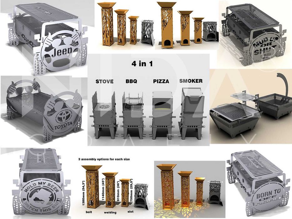 129 Proiecte DXF Gratare gradina pliabile, cuptoare pizza, afumatoare