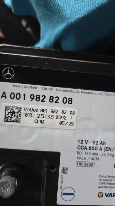 Baterie pornire originala Mercedes-Benz 12V, 92Ah, AGM
Detalii tehnice
