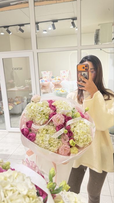 Евро букет из гортензии