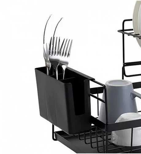 Луксозен черен неръждаем сушилник за посуда и чиниий